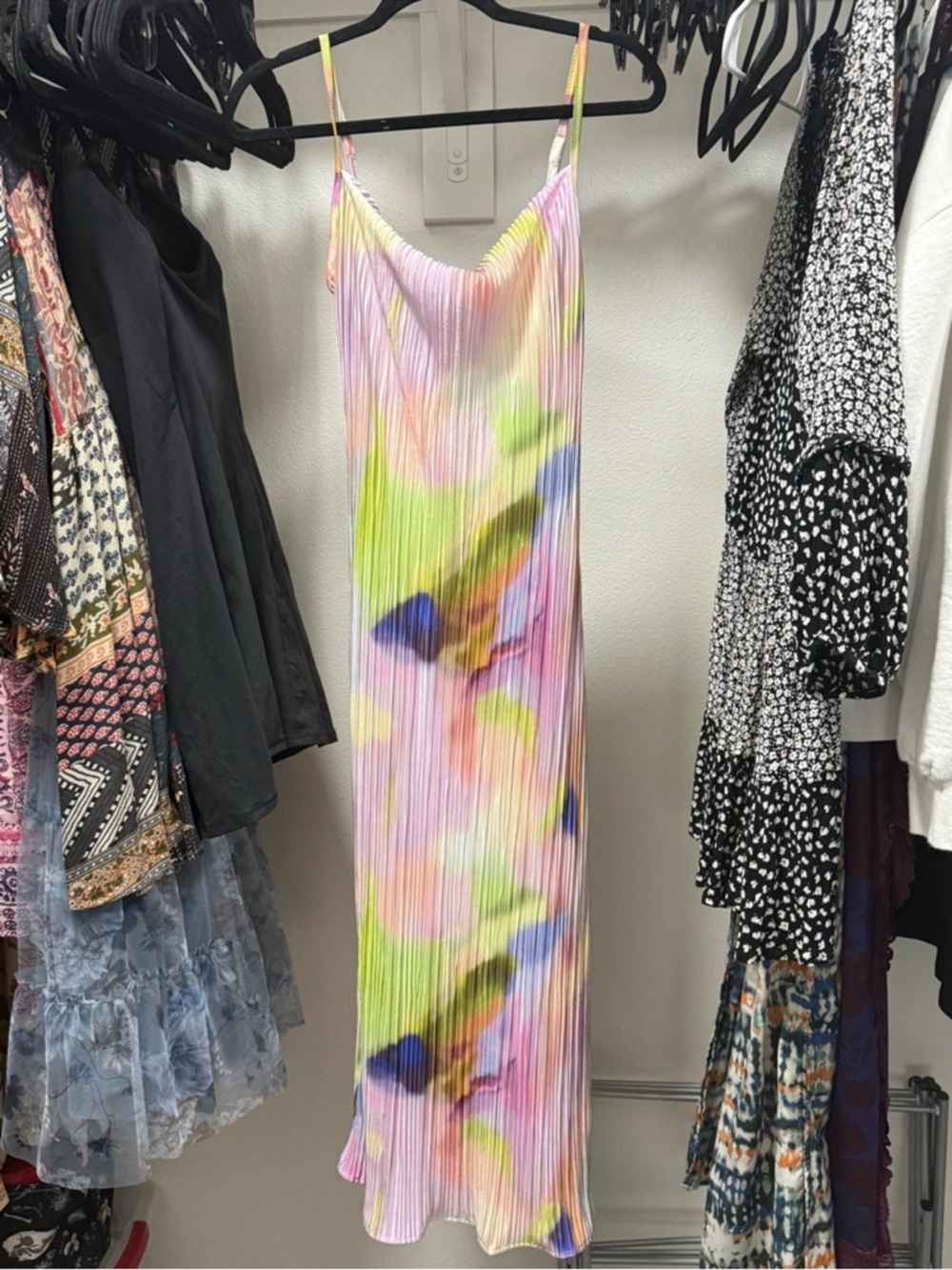 Amazon Essentials Pastel Tie-Dye Maxi Slip Dress in Pink, Yellow, Green, Blue